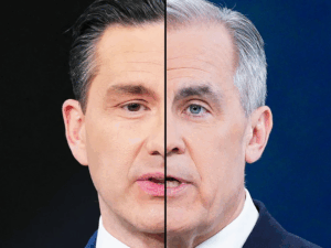 Pierre Poilievre and Mark Carney image mash up