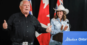 Doug Ford and Danielle Smith Belt Buckles Stampede